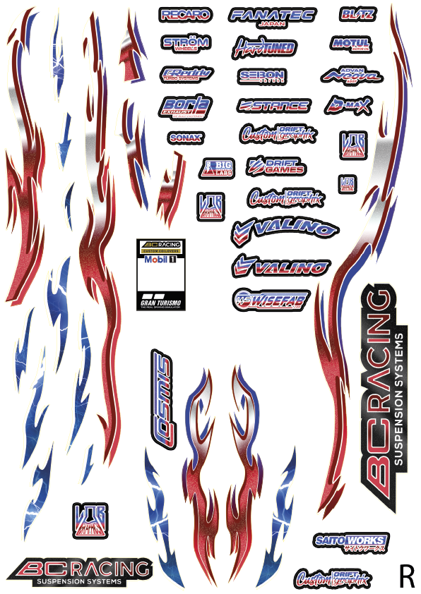 BC Racing - Red & Blue Flames