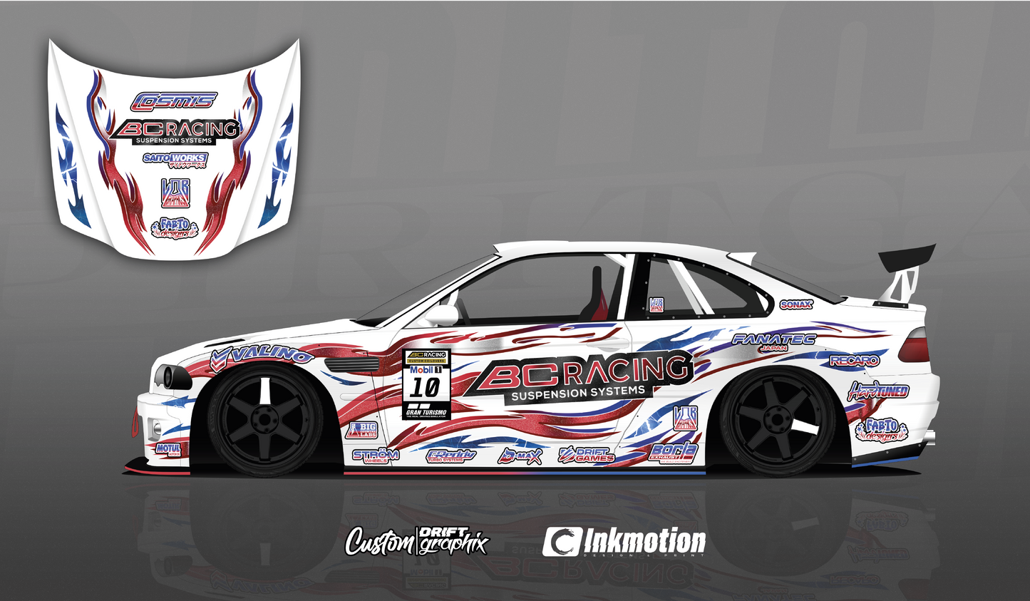 BC Racing - Red & Blue Flames